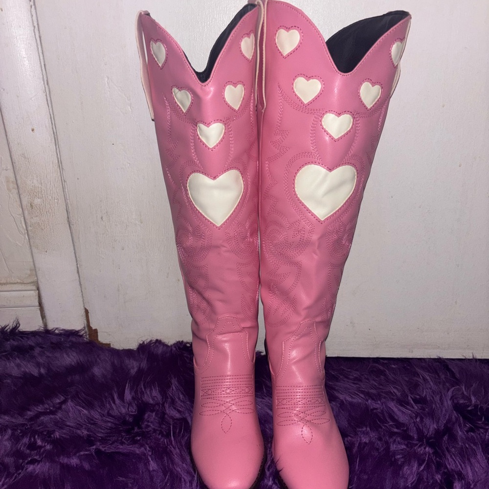 Pink Heart Cowboy Boots
